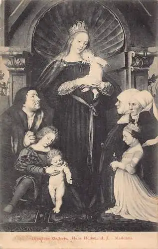 L351 Deutschland 1909 Dresdner Galerie Hans Holbein Madonna Gemälde Postkarte