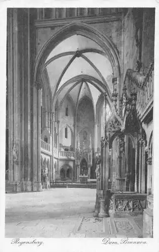 L350 Deutschland Regensburger Dom Innenraum Brunnen Vintage Postkarte