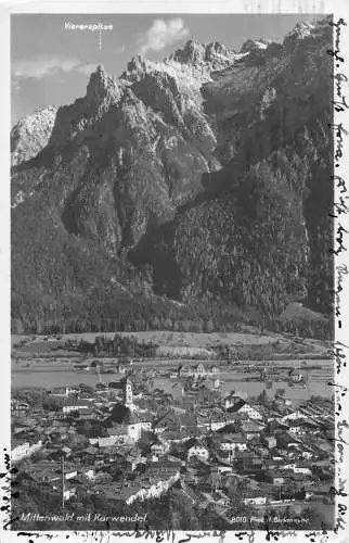 L195 Deutschland 1930 Mittenwald mit Karwendel Viererspitze Berggipfel Postkarte