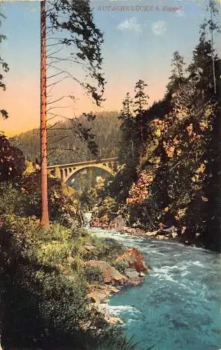 L195 Deutschland 1921 Gutachbrücke b Kappelbrücke Fluss Vintage Postkarte