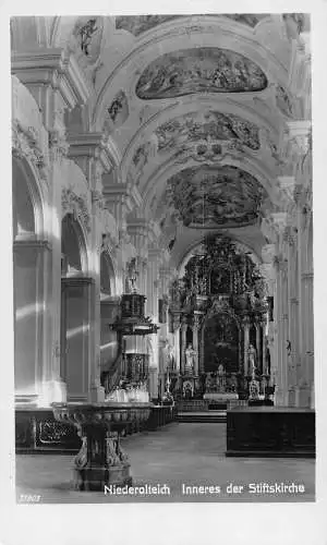 L194 Deutschland Niederalteich Innenraum Stiftskirche Kirche Vintage Postkarte