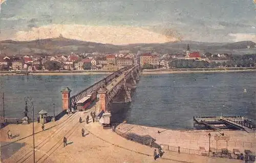 C035 Österreich, Linzer Brücke 1910 alte Postkarte