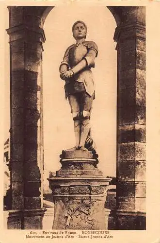 C034 Frankreich, Bonsecours Statue Jeanne d'Arc Vintage Postkarte