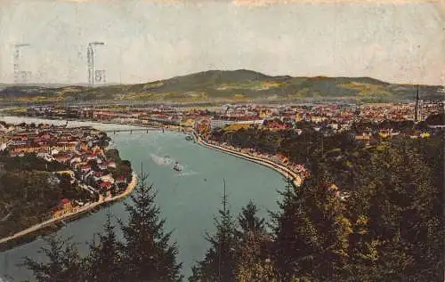 C035 Österreich, Linz Gesamtansicht 1915 alte Postkarte