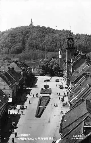 C036 Österreich, Leibnitz Hauptplatz Frauenberg Vintage Postkarte
