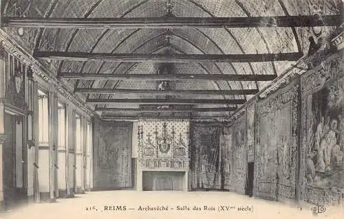 C034 Frankreich, Reims Archeveche Salle des Rois Vintage Postkarte