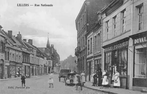 A914 Frankreich Lillers Rue Nationale Bolle Focqueur Kinder Vintage Postkarte