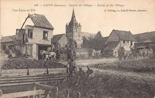 A913 Frankreich Cappy Dorfeingang Vintage Postkarte