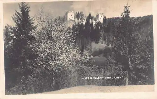 C036 Österreich, St.Gallen Burgruine Vintage Postkarte