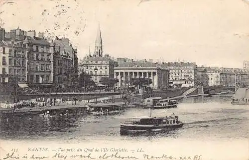 C018 Frankreich, Nentes vue prise du Quai de l'Ile Gloriette 1905 alte Postkarte
