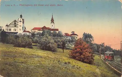 C035 Österreich, Linz Poestlingberg mit Hotel 1917 alte Postkarte