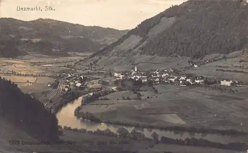C038 Österreich, Unzmarkt Gesamtansicht 1928 alte Postkarte