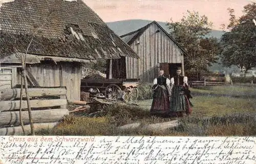 L345 Deutschland 1910 Gruss aus dem Schwarzwald Frau Trachten Postkarte