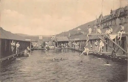 A101 Deutschland Heidelberg Badeanstalt Schwimmbad Männer Baden Vintage Postkarte