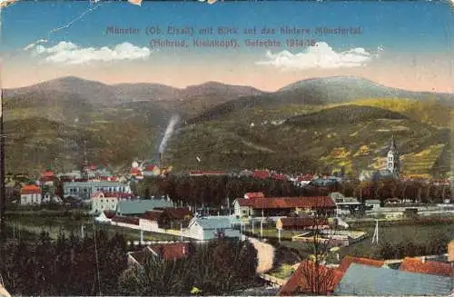 L016 Deutschland 1917 Feldpost 1. Weltkrieg Münster Münstertal Industrie Vintage Postkarte