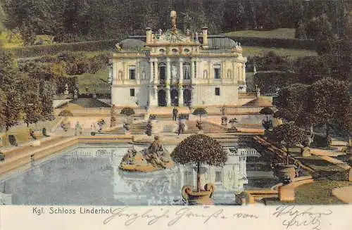 A101 Deutschland 1906 Kgl Schloss Linderhof Schlossteich Vintage Postkarte