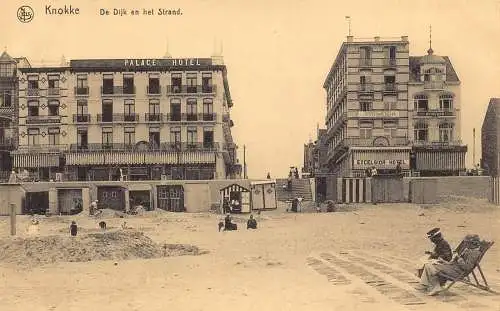 A236 Belgien Knokke Dljk en het Strand Beach Palace & Excelsior Hotel Postkarte