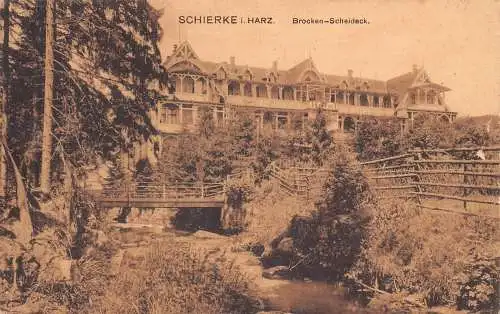 L016 Deutschland 1924 Schierke Harz Brocken Scheideck Hotel Vintage Postkarte