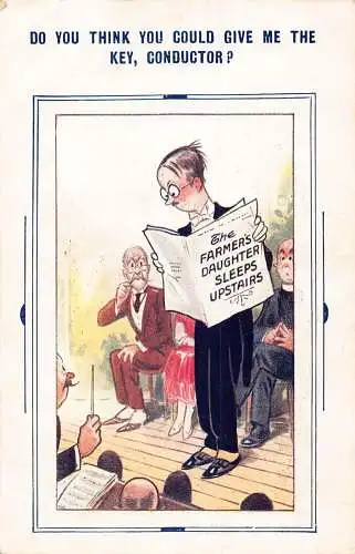 L028 Orchester Dirigent Humor british vintage Postkarte