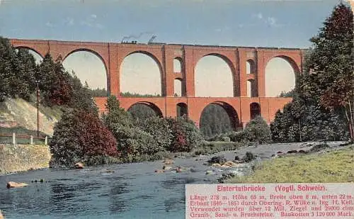 L153 Germany Elstertalbrücke (Vogtl. Schweiz) Brücke, Zug Vintage Postkarte