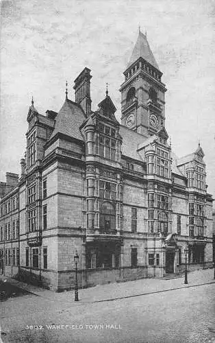 A917 England 1918 Wakefield Town Hall Vintage Postkarte