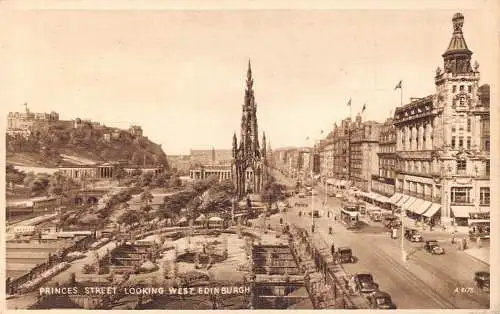 A920 Scotland Princess Street Looking West Edinburgh Vintage Postkarte