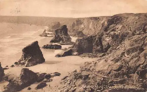 A920 England 1925 Bedruthen Steps Newquay Vintage Postkarte