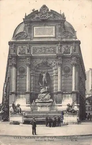 C024 Frankreich, Paris La Fontaine Saint-Michel 1913 alte Postkarte