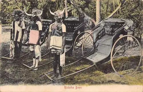 A930 Südafrika 1908 Rikscha Jungen Ureinwohner ethnische traditionelle Tracht Postkarte