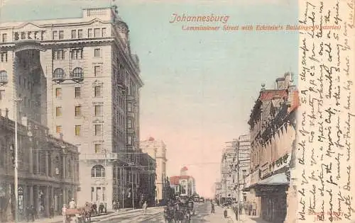 A930 Südafrika 1905 Johannesburg Commissioner Street Eckstein Bau Postkarte