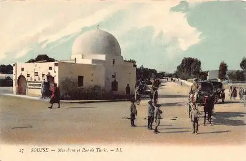 A931 Tunesien Sousse Marabout et Rue de Tunis Kinder Vintage Postkarte