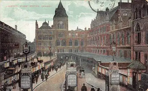 A933 England 1906 London Liverpool Street Bahnhof Vintage Postkarte