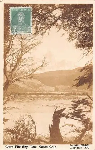L353 Argentinien Cerro Fitz Roy Terr Santa Cruz Bäume Vintage Postkarte