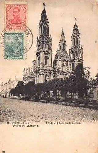 L353 Argentinien Buenos Aires 1909 Kirche und Hochschule Santa Felicitas Postkarte