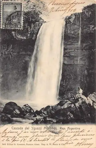L353 Argentinien 1906 Cascada del Yguazu Misiones Wasserfall Vintage Postkarte