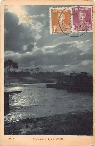 L353 Argentinien 1910 Necochea Rio Quequen Sea Moonlight Postkarte
