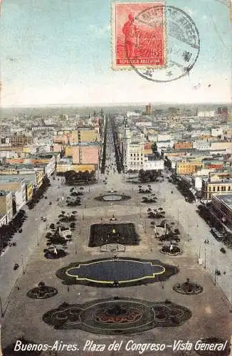 L353 Argentinien Buenos Aires Plaza del Congreso Platz Gesamtansicht Postkarte