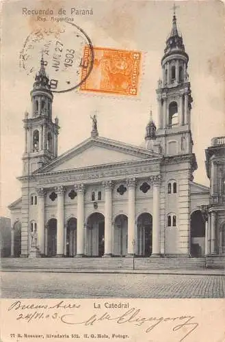 L353 Argentinien 1903 Recuerdo de Parana Kathedrale Vintage Postkarte