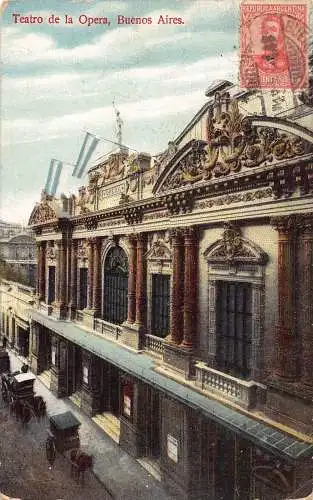 L353 Argentinien 1911 Theater Oper Buenos Aires Flaggen Kutsche Vintage Postkarte