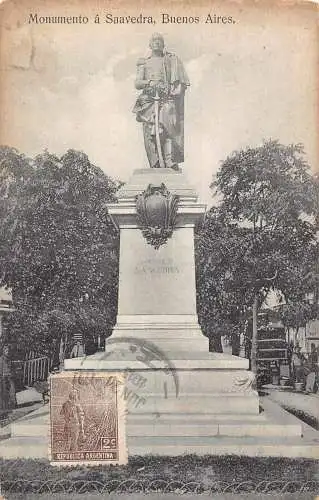 L354 Argentinien Saavedra Denkmal Buenos Aires Statue Vintage Postkarte