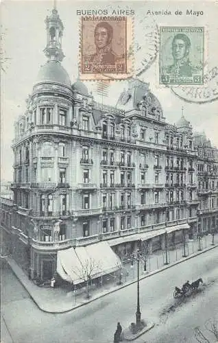 L354 Argentinien 1922 Buenos Aires Avenida De Mayo Straßenkutsche Postkarte