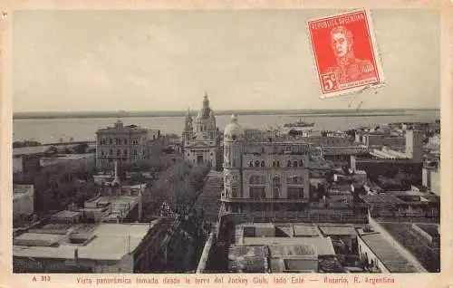 L354 Argentinien Rosario Panorama tomada torre del Jockey Club lado Este Postkarte