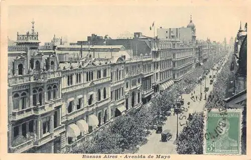 L354 Argentinien Buenos Aires Avenue de Mayo Gebäude Vintage Postkarte