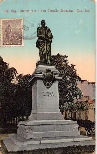 L354 Argentinien Buenos Aires Cornelio Saavedra Statue Vintage Postkarte
