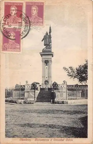 L354 Argentinien 1923 Chivileoy Denkmal Cristobal Colon Vintage Postkarte