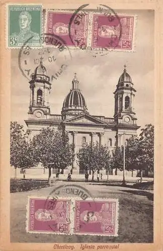 L354 Argentinien 1923 Chivileoy Iglesi Parroquial Kirche Vintage Postkarte