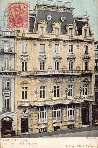 L353 Argentina Club del Progeso Buenos Aires Vintage Postkarte