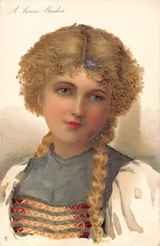 A937 Deutschland 1905 Sächsische Jungfrau Portrait Mädchen Vintage Postkarte