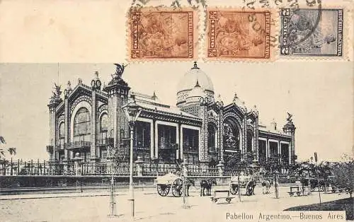 L355 Argentinien 1905 Pabellon Argentino Buenos Aires Kutsche Pferd Postkarte