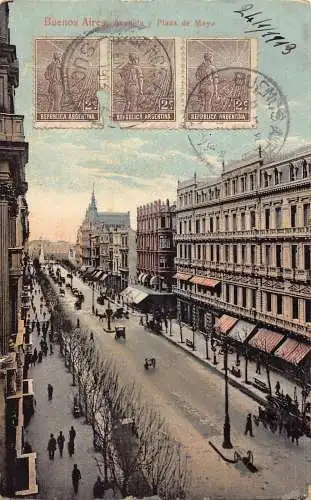 L353 Argentinien 1925 Buenos Aires Edificio Barolo Mayo Avenue Autos Postkarte